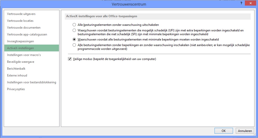 melding beveiligde weergave