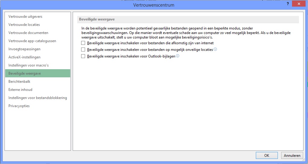 melding beveiligde weergave